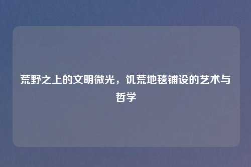 荒野之上的文明微光，饥荒地毯铺设的艺术与哲学