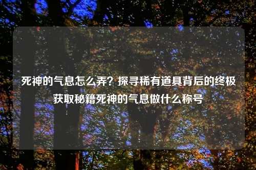 死神的气息怎么弄？探寻稀有道具背后的终极获取秘籍死神的气息做什么称号