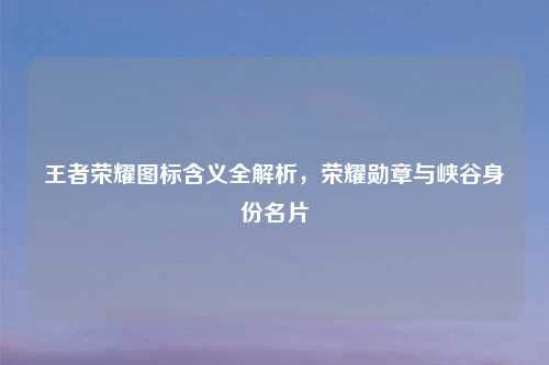 王者荣耀图标含义全解析，荣耀勋章与峡谷身份名片
