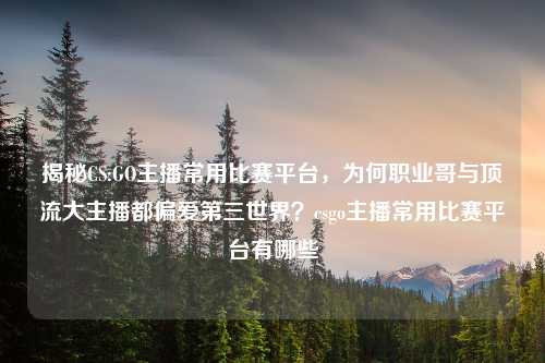 揭秘CS:GO主播常用比赛平台，为何职业哥与顶流大主播都偏爱第三世界？csgo主播常用比赛平台有哪些