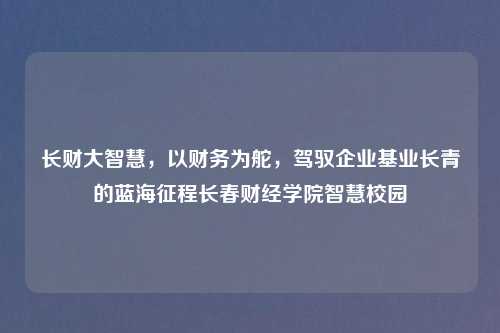 长财大智慧，以财务为舵，驾驭企业基业长青的蓝海征程长春财经学院智慧校园