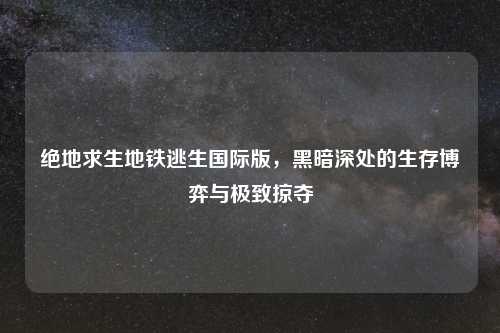 绝地求生地铁逃生国际版,黑暗深处的生存博弈与极致掠夺