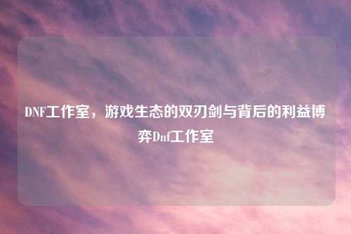 DNF工作室，游戏生态的双刃剑与背后的利益博弈Dnf工作室