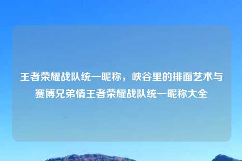 王者荣耀战队统一昵称，峡谷里的排面艺术与赛博兄弟情王者荣耀战队统一昵称大全