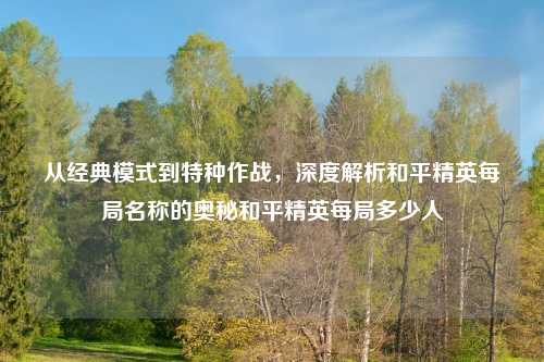 从经典模式到特种作战，深度解析和平精英每局名称的奥秘和平精英每局多少人