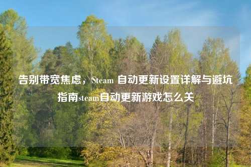 告别带宽焦虑，Steam 自动更新设置详解与避坑指南steam自动更新游戏怎么关