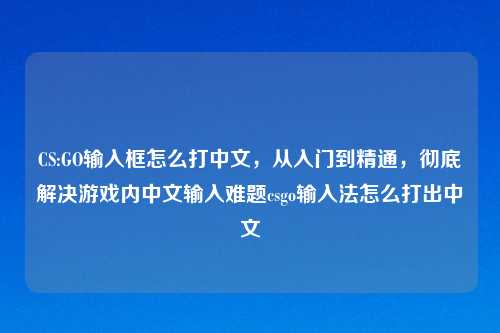 CS:GO输入框怎么打中文，从入门到精通，彻底解决游戏内中文输入难题csgo输入法怎么打出中文