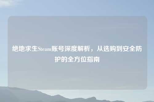 绝地求生Steam账号深度解析，从选购到安全防护的全方位指南
