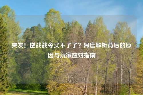 突发！逆战战令买不了了？深度解析背后的原因与玩家应对指南