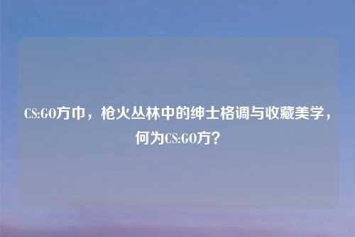 CS:GO方巾，枪火丛林中的绅士格调与收藏美学，何为CS:GO方？