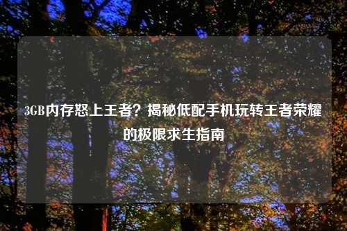 3GB内存怒上王者？揭秘低配手机玩转王者荣耀的极限求生指南