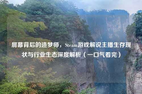 屏幕背后的造梦师，Steam游戏解说主播生存现状与行业生态深度解析（一口气看完）
