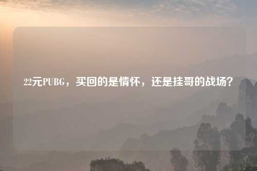 22元PUBG，买回的是情怀，还是挂哥的战场？