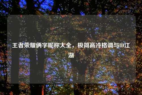 王者荣耀俩字昵称大全，极简高冷格调与ID江湖