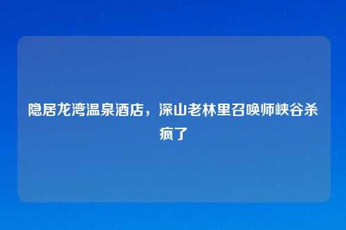 隐居龙湾温泉酒店，深山老林里召唤师峡谷杀疯了