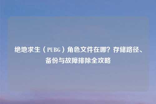 绝地求生（PUBG）角色文件在哪？存储路径、备份与故障排除全攻略