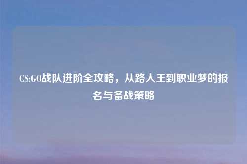 CS:GO战队进阶全攻略，从路人王到职业梦的报名与备战策略