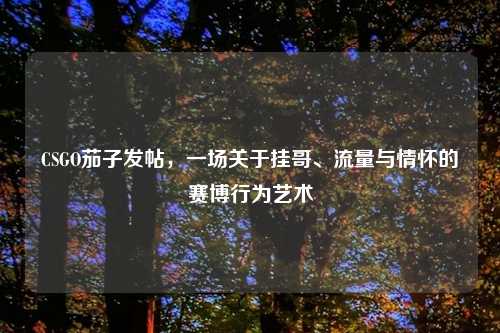 CSGO茄子发帖，一场关于挂哥、流量与情怀的赛博行为艺术