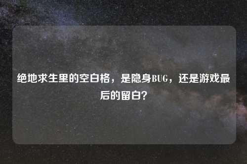 绝地求生里的空白格，是隐身BUG，还是游戏最后的留白？