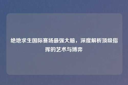 绝地求生国际赛场最强大脑，深度解析顶级指挥的艺术与博弈