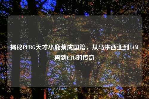揭秘PUBG天才小鹿蔡成国籍，从马来西亚到4AM再到CTG的传奇