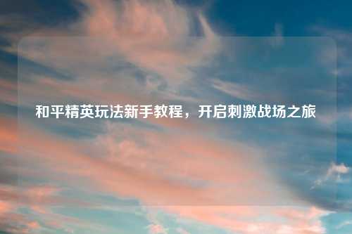 和平精英玩法新手教程，开启     战场之旅