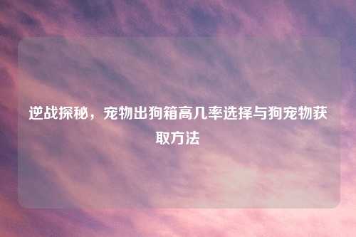 逆战探秘，宠物出狗箱高几率选择与狗宠物获取     