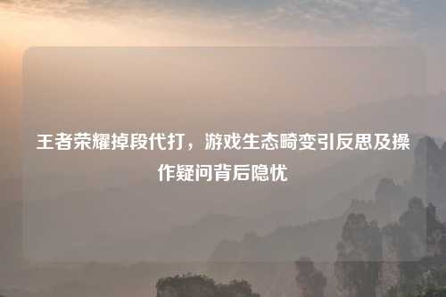 王者荣耀掉段代打，游戏生态畸变引反思及操作疑问背后隐忧
