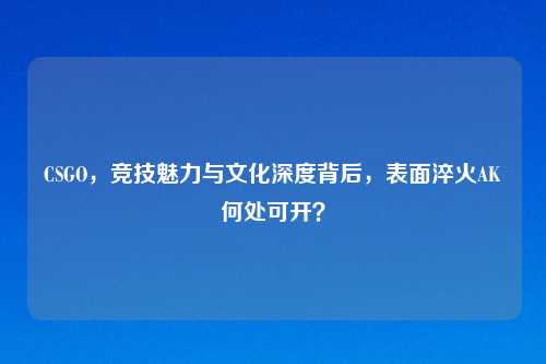 CSGO，竞技魅力与文化深度背后，表面淬火AK何处可开？