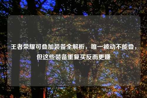 王者荣耀可叠加装备全解析，唯一被动不能叠，但这些装备重复买反而更赚