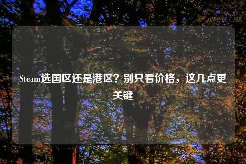 Steam选国区还是港区？别只看价格，这几点更关键