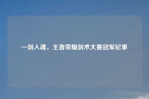一剑入魂，王者荣耀剑术大赛冠军纪事