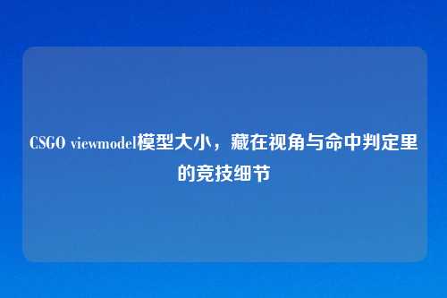CSGO viewmodel模型大小，藏在视角与命中判定里的竞技细节