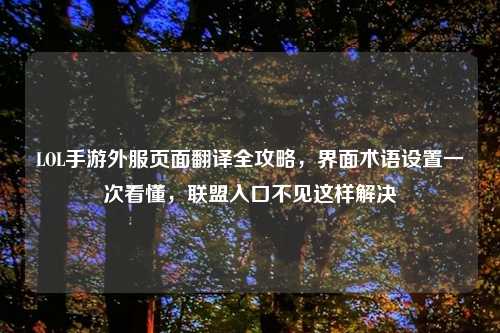 LOL手游外服页面翻译全攻略，界面术语设置一次看懂，联盟入口不见这样解决