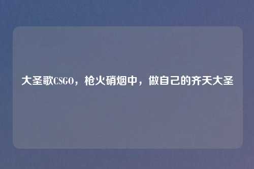大圣歌CSGO,枪火硝烟中,做自己的齐天大圣