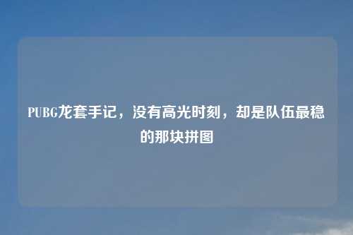 PUBG龙套手记，没有高光时刻，却是队伍最稳的那块拼图
