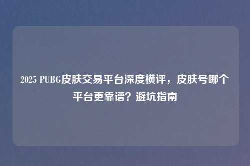 2025 PUBG皮肤交易平台深度横评，皮肤号哪个平台更靠谱？避坑指南