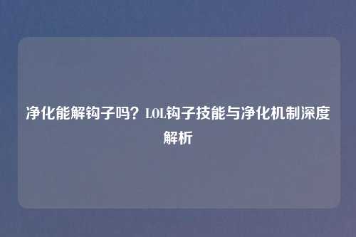 净化能解钩子吗？LOL钩子技能与净化机制深度解析