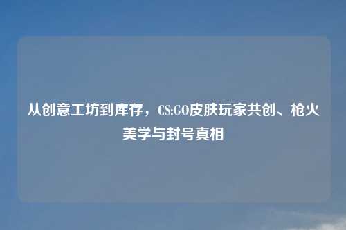 从创意工坊到库存,CS:GO皮肤玩家共创、枪火美学与封号真相