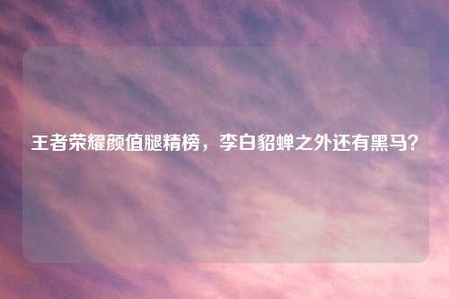 王者荣耀颜值腿精榜，李白貂蝉之外还有黑马？