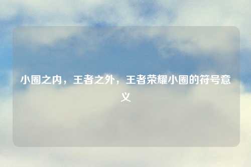小圈之内，王者之外，王者荣耀小圈的符号意义