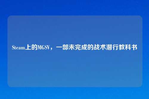 Steam上的MGSV，一部未完成的战术潜行教科书