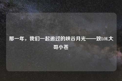 那一年，我们一起追过的峡谷月光——致LOL大哥小苍