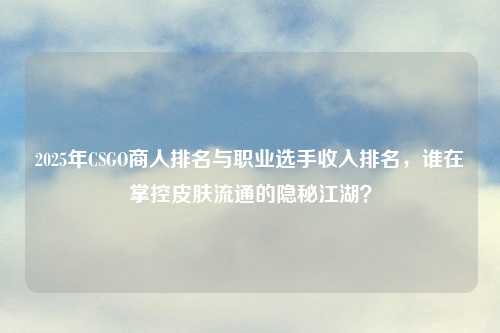 2025年CSGO商人排名与职业选手收入排名，谁在掌控皮肤流通的隐秘江湖？