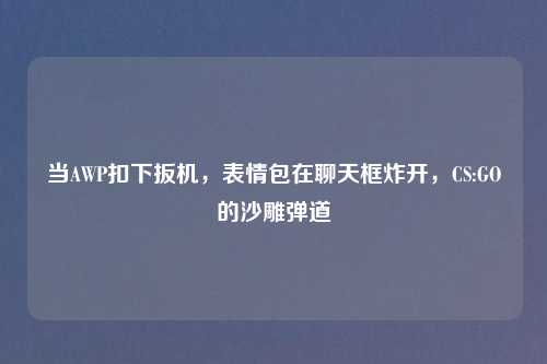 当AWP扣下扳机，表情包在聊天框炸开，CS:GO的沙雕弹道