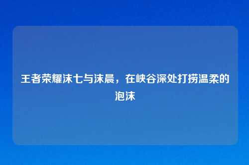 王者荣耀沫七与沫晨，在峡谷深处打捞温柔的泡沫