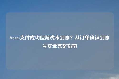 Steam支付成功但游戏未到账？从订单确认到账号安全完整指南