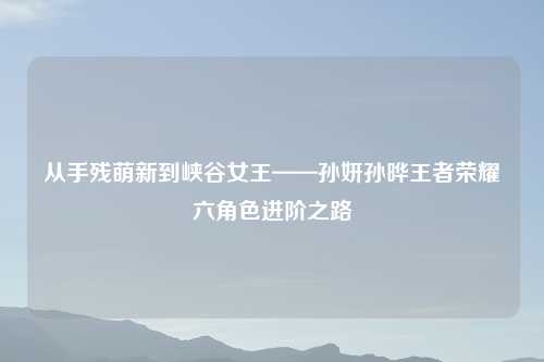 从手残萌新到峡谷女王——孙妍孙晔王者荣耀六角色进阶之路