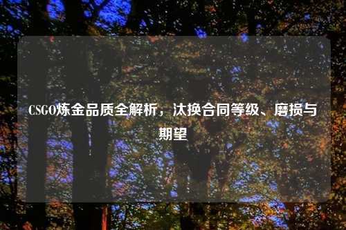 CSGO炼金品质全解析，汰换合同等级、磨损与期望