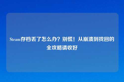 Steam存档丢了怎么办？别慌！从崩溃到找回的全攻略请收好